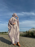 Luxury Butterfly Abaya and Hijab set with adjustable inner Belt- Lilac