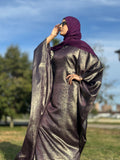 Luxury Butterfly Abaya and Hijab set with adjustable inner Belt- Plum