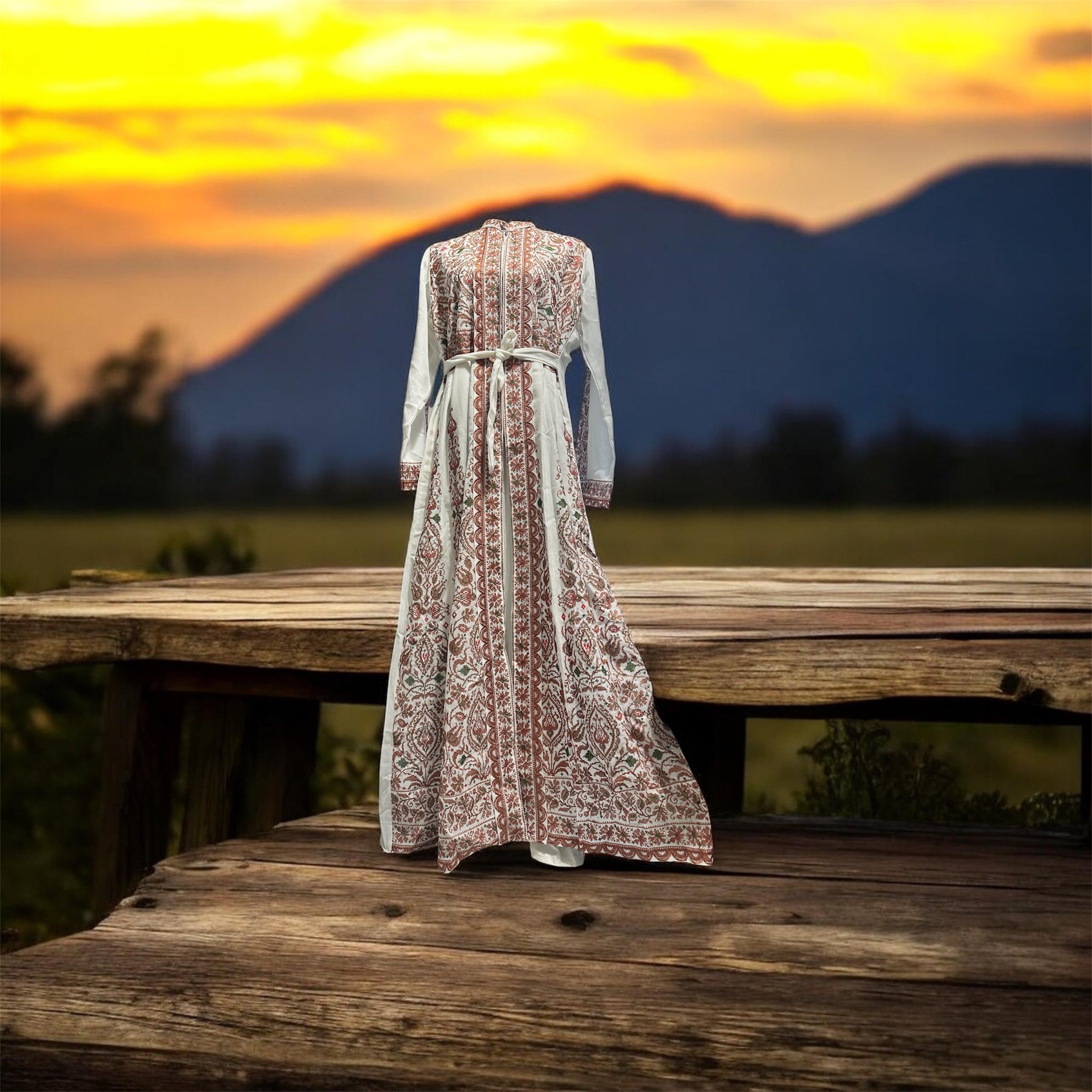 Palestinian Tatreez maxi party dress